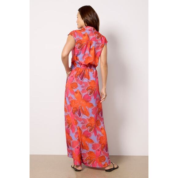 Hutch Women's Layton Maxi Shirt Dress Water Color Gardenia Size 12 NWT - Picture 2 of 13